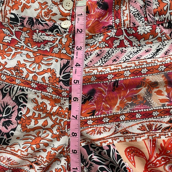 Fillity Boho Print Medium Waist Silk Flare Long Pants - Picture 7 of 9